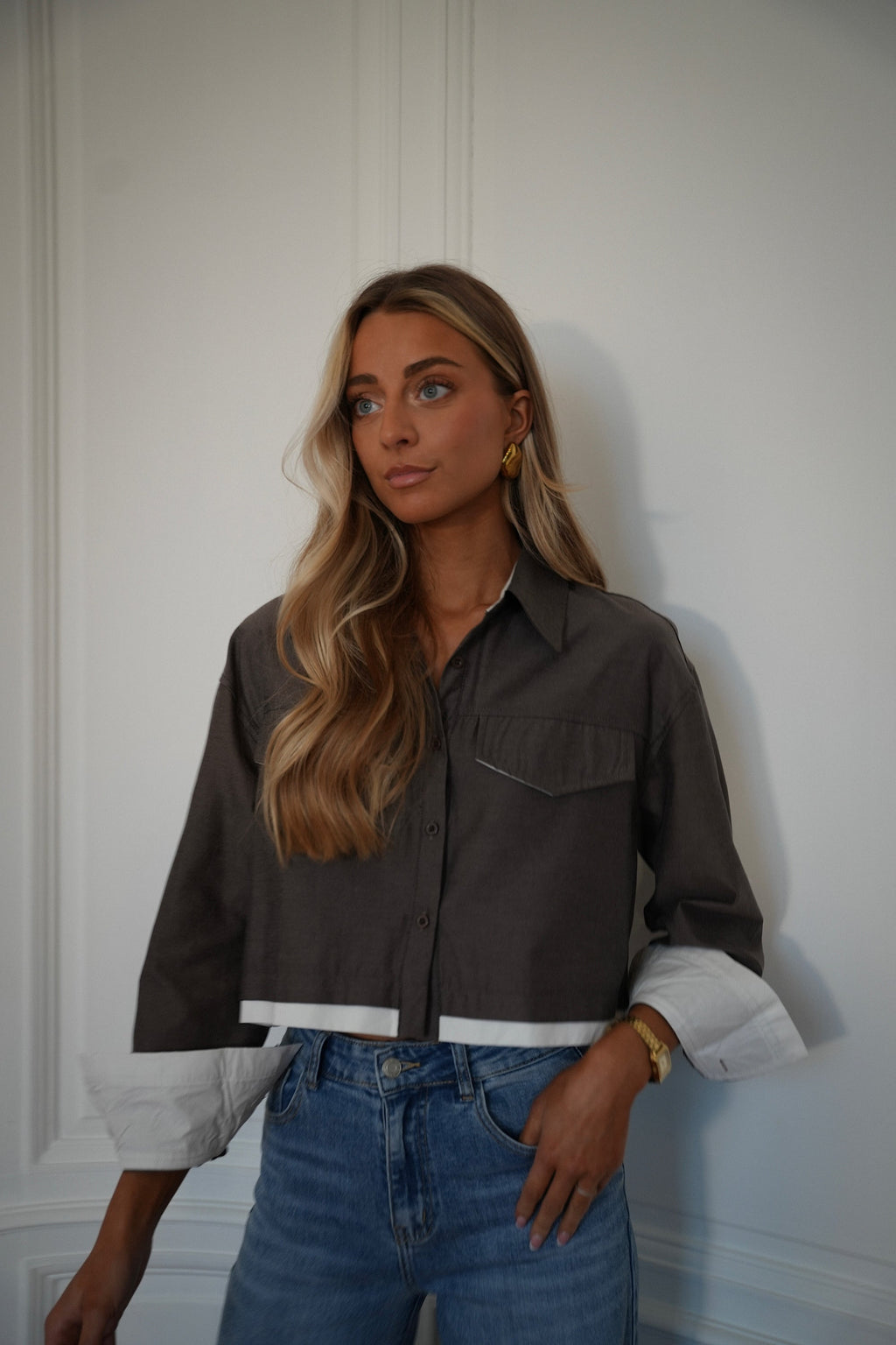 Valencia Taupe - Crop Shirt