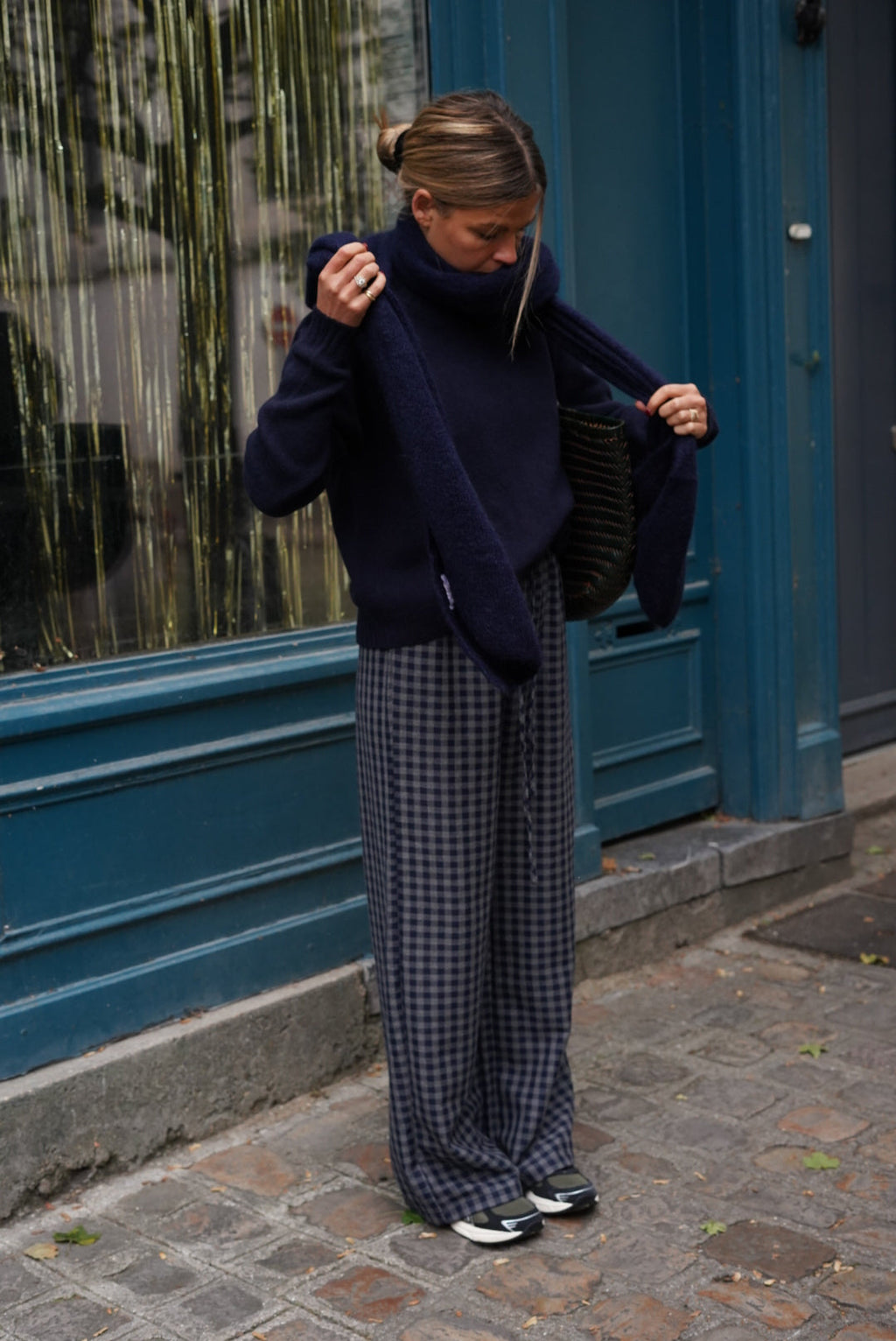 Gonzague Gingham Pants Navy/Grey
