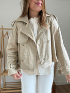 Chaqueta efecto antelina Jihane beige