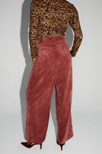 Pantalon Astrid Velours Vintage Cognac Doux Fabriqué En Italie