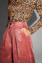 Pantalon Astrid Velours Vintage Cognac Doux Fabriqué En Italie
