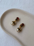 Boucles D’Oreilles Vintage - Pendantes Perles, Noires Et Rouges