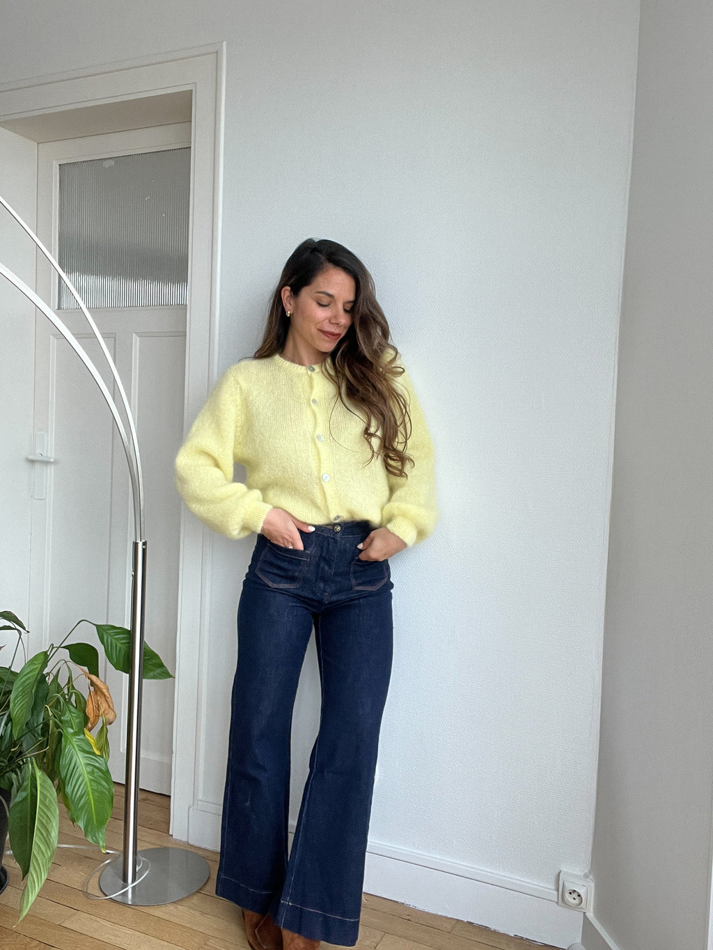 Jersey de punto de lana Bianca amarillo claro