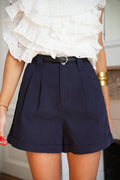 Léon High-Waisted Shorts - Navy