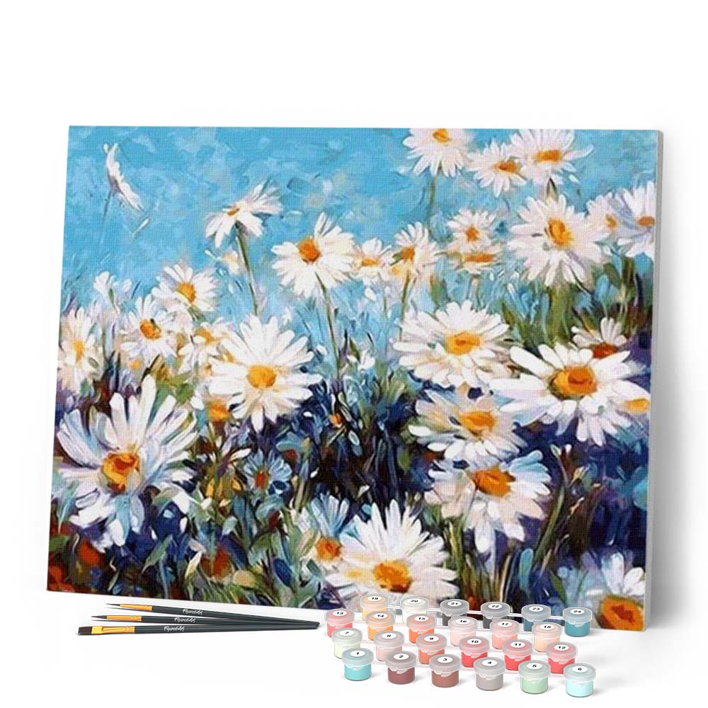 Peinture Par Numéros - Champ De Marguerites Et Ciel Bleu