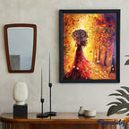 Peinture Par Numéros - Forêt D'Automne Et Femme Au Parapluie
