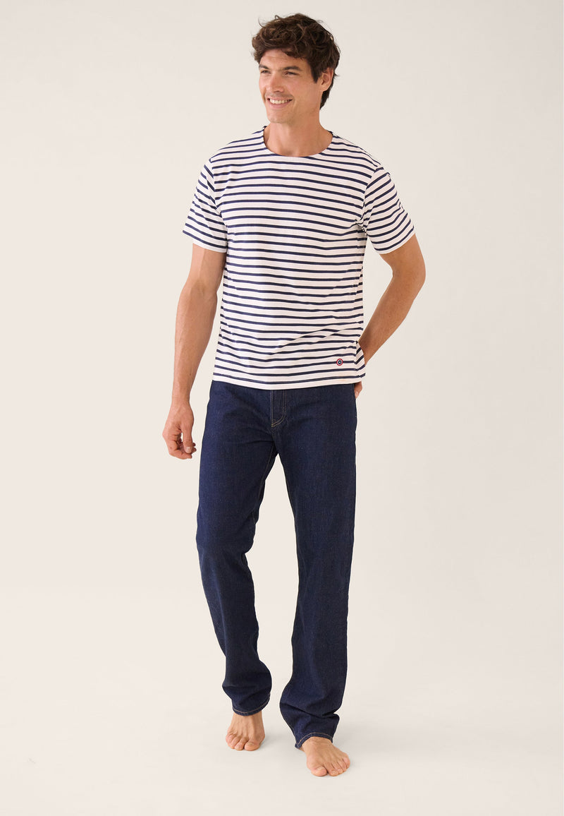 T-Shirt Manches Courtes En Coton Stretch - T-Shirt Mariniere Marine