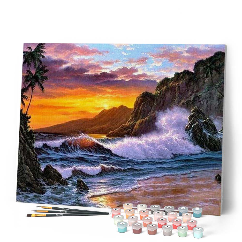 Peinture Par Numéros - Falaise Et Vagues