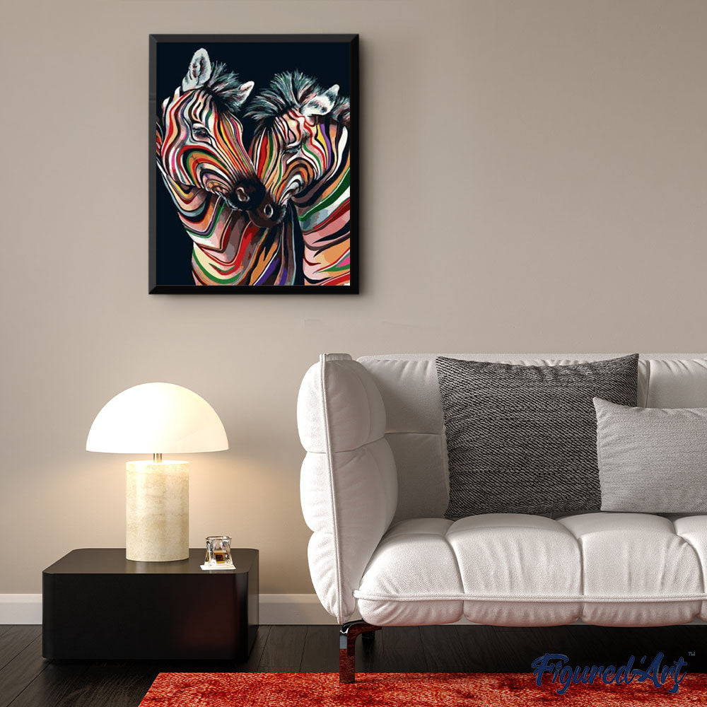Peinture Par Numéros - Couple De Zèbres Colorés