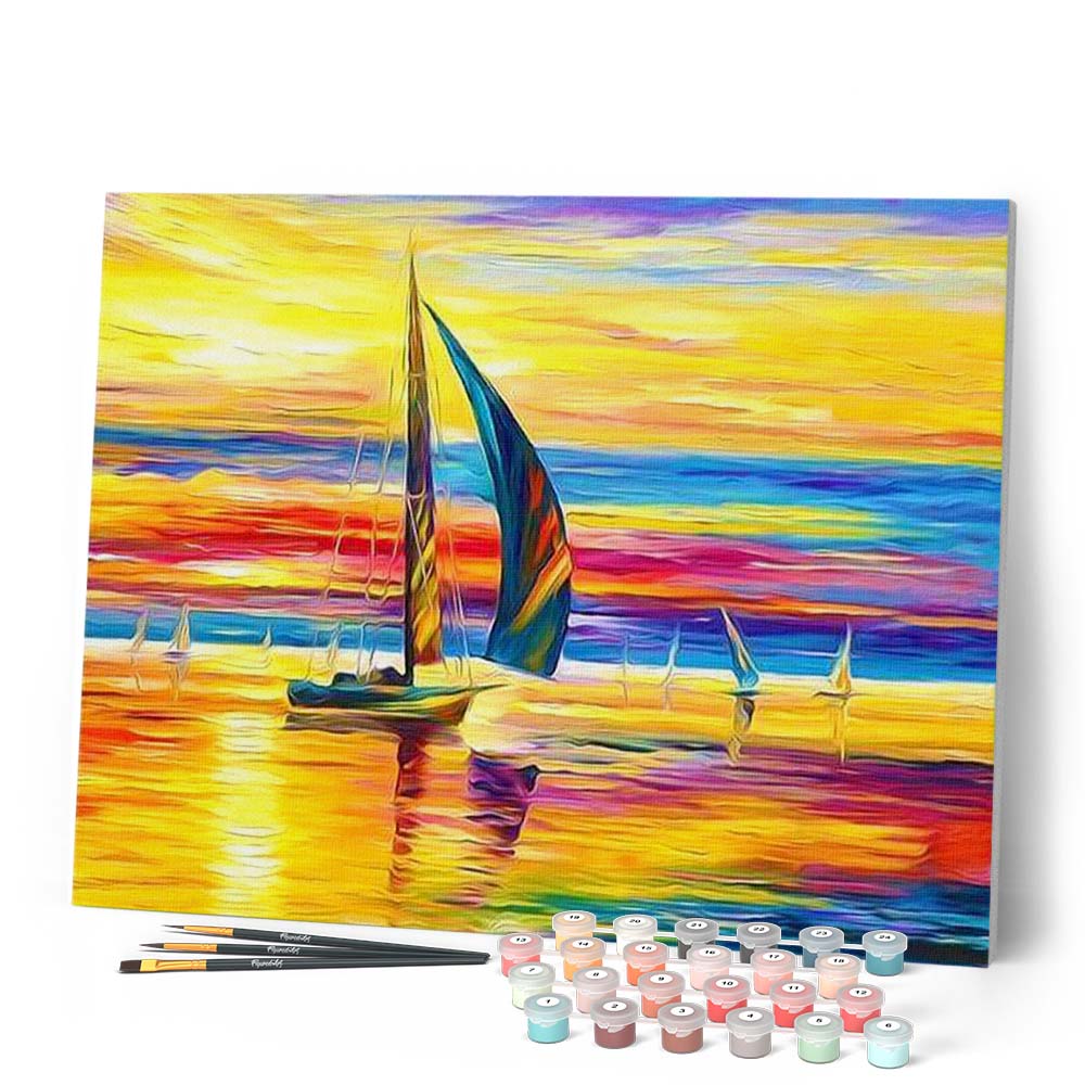 Peinture Par Numéros - Bord De Mer Et Lumières Du Coucher De Soleil