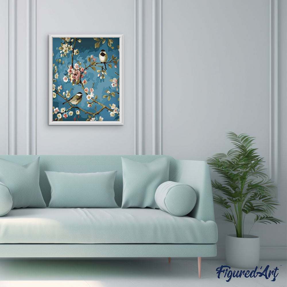 Pintura por números - Flores y pájaros