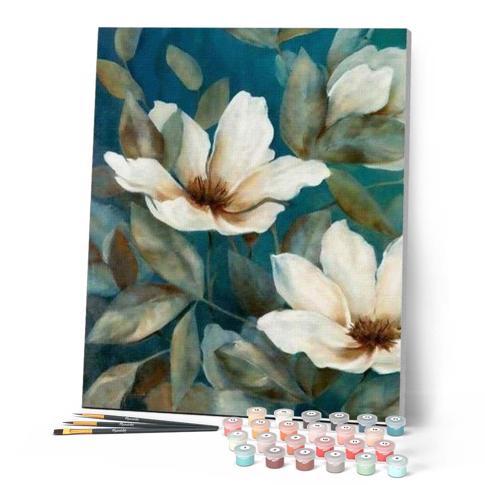 Peinture Par Numéros - Déclinaison De Fleurs Blanches