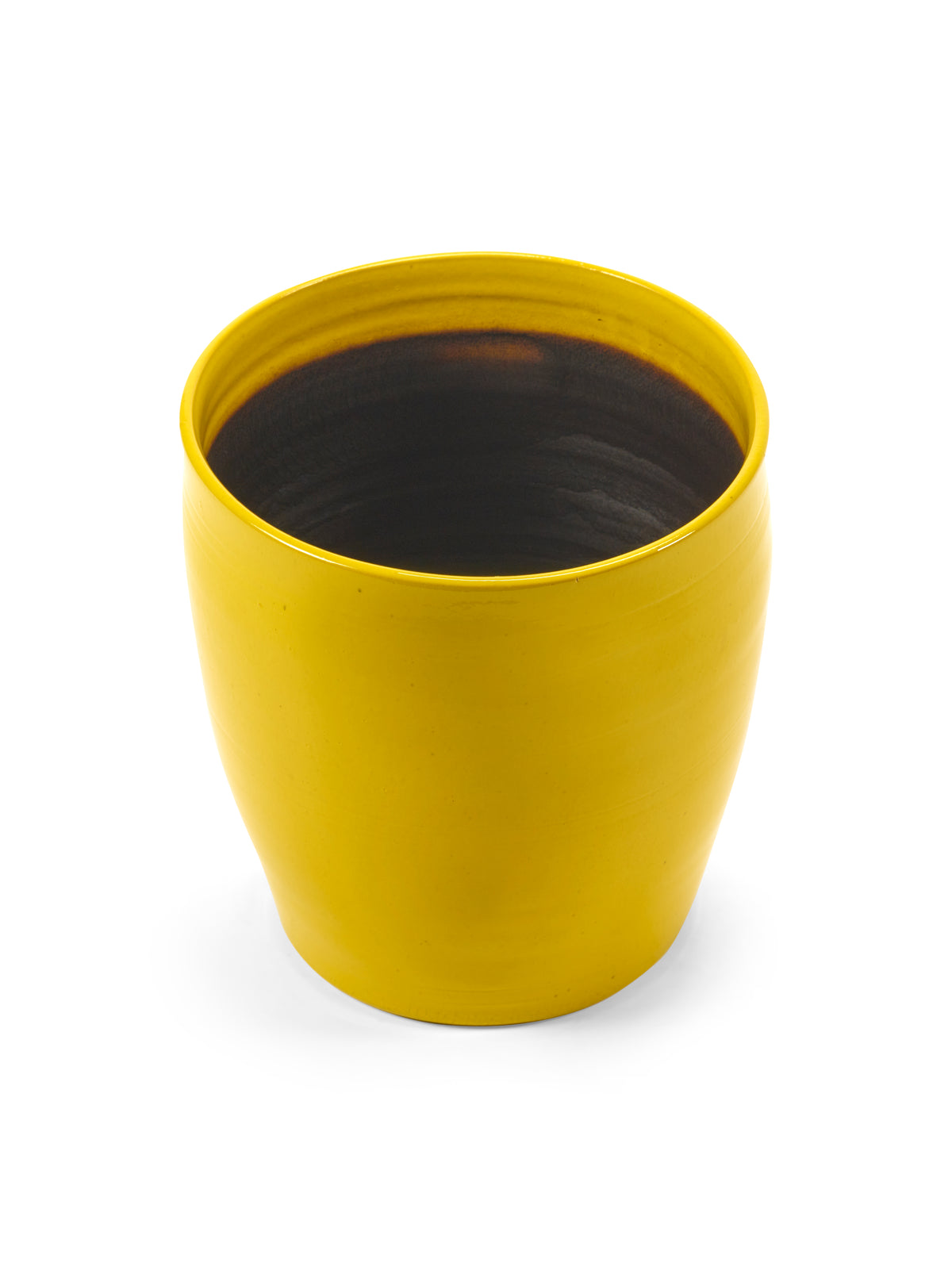 Glazed Shades - Pot De Fleurs - M - Terre Cuite - Jaune Lines