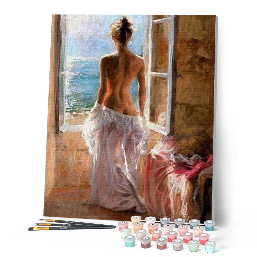 Peinture Par Numéros - Femme Dénudée Et Grand Soleil
