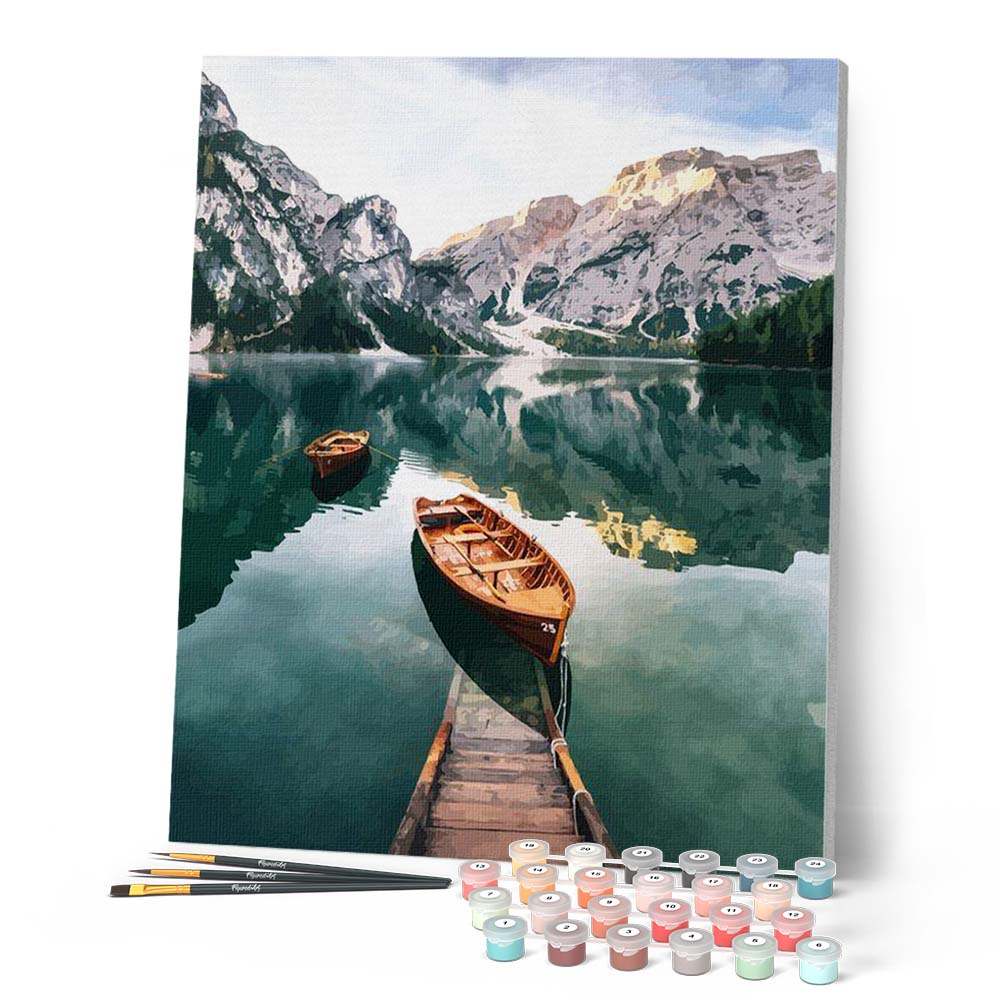 Peinture Par Numéros - Barque Et Lac De Montagne