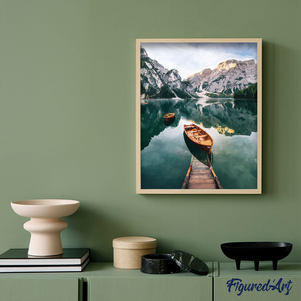 Peinture Par Numéros - Barque Et Lac De Montagne