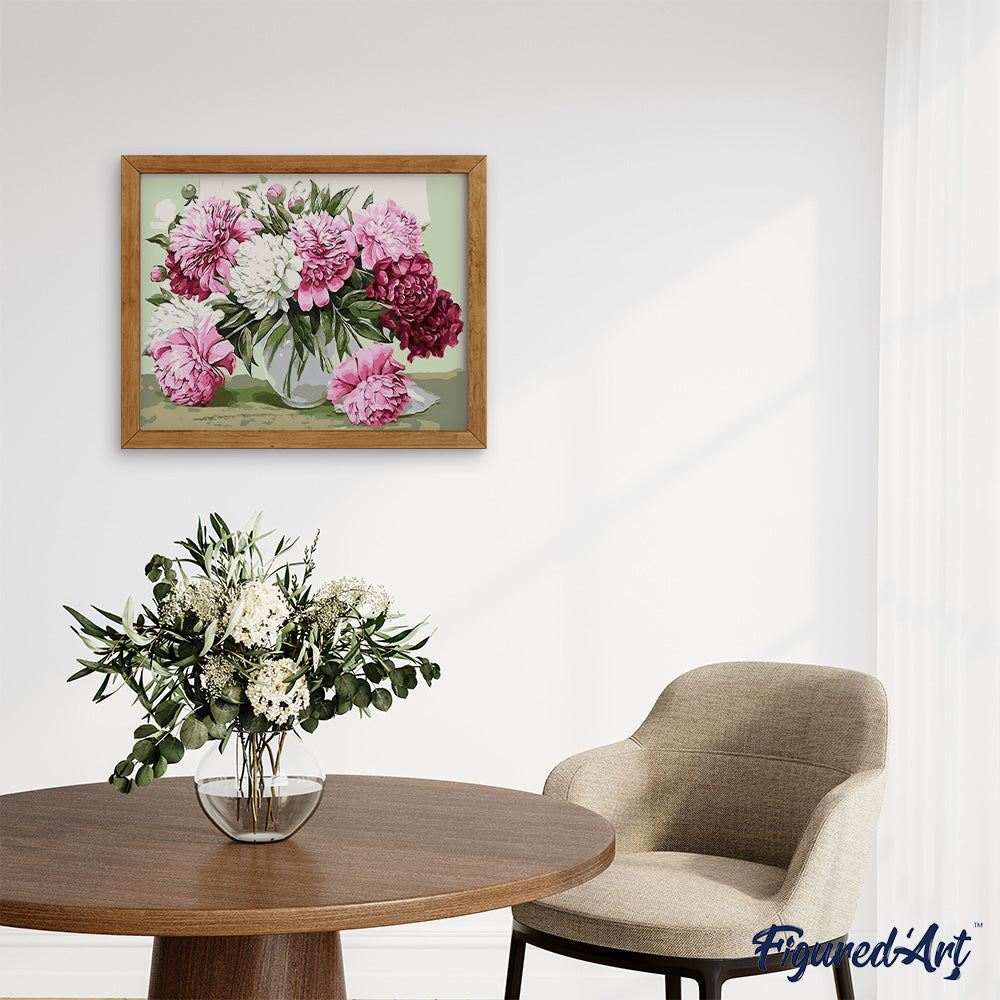 Peinture Par Numéros - Jolies Pivoines Épanouies