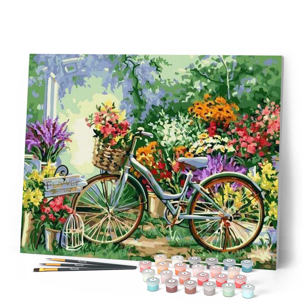 Peinture Par Numéros - Fleurs Et Vélos