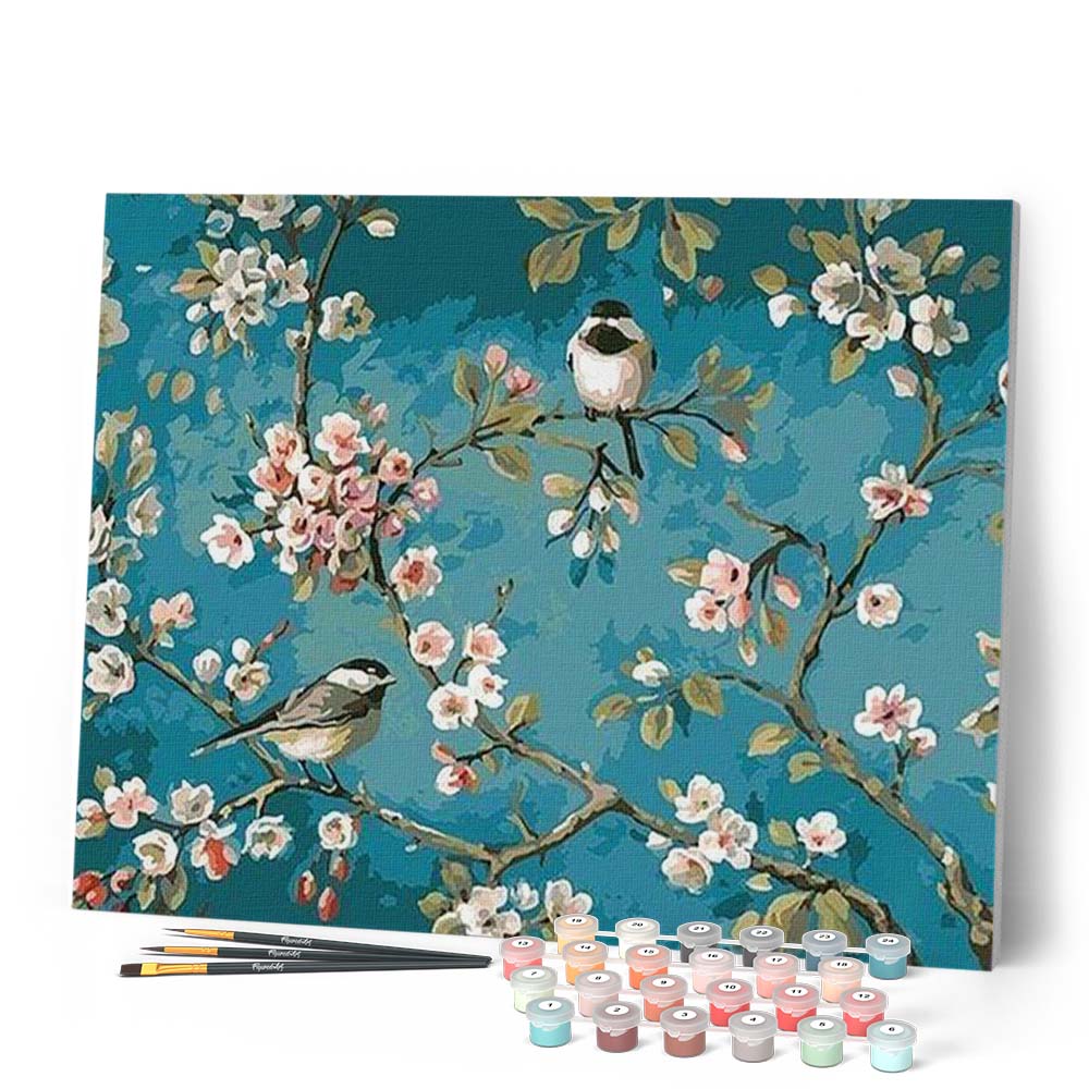 Pintura por números - Flores y pájaros 2
