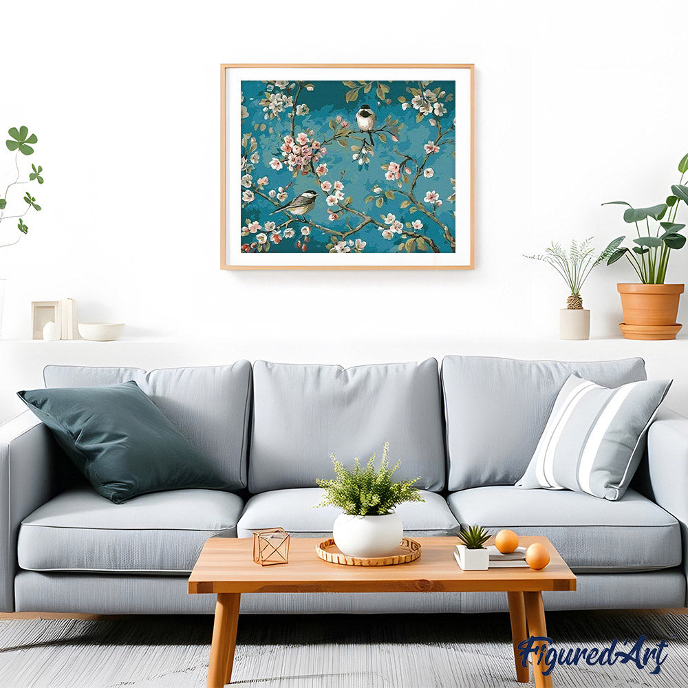 Pintura por números - Flores y pájaros 2