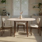 Viona - Extendable Dining Table - Travertine/Barok Walnut