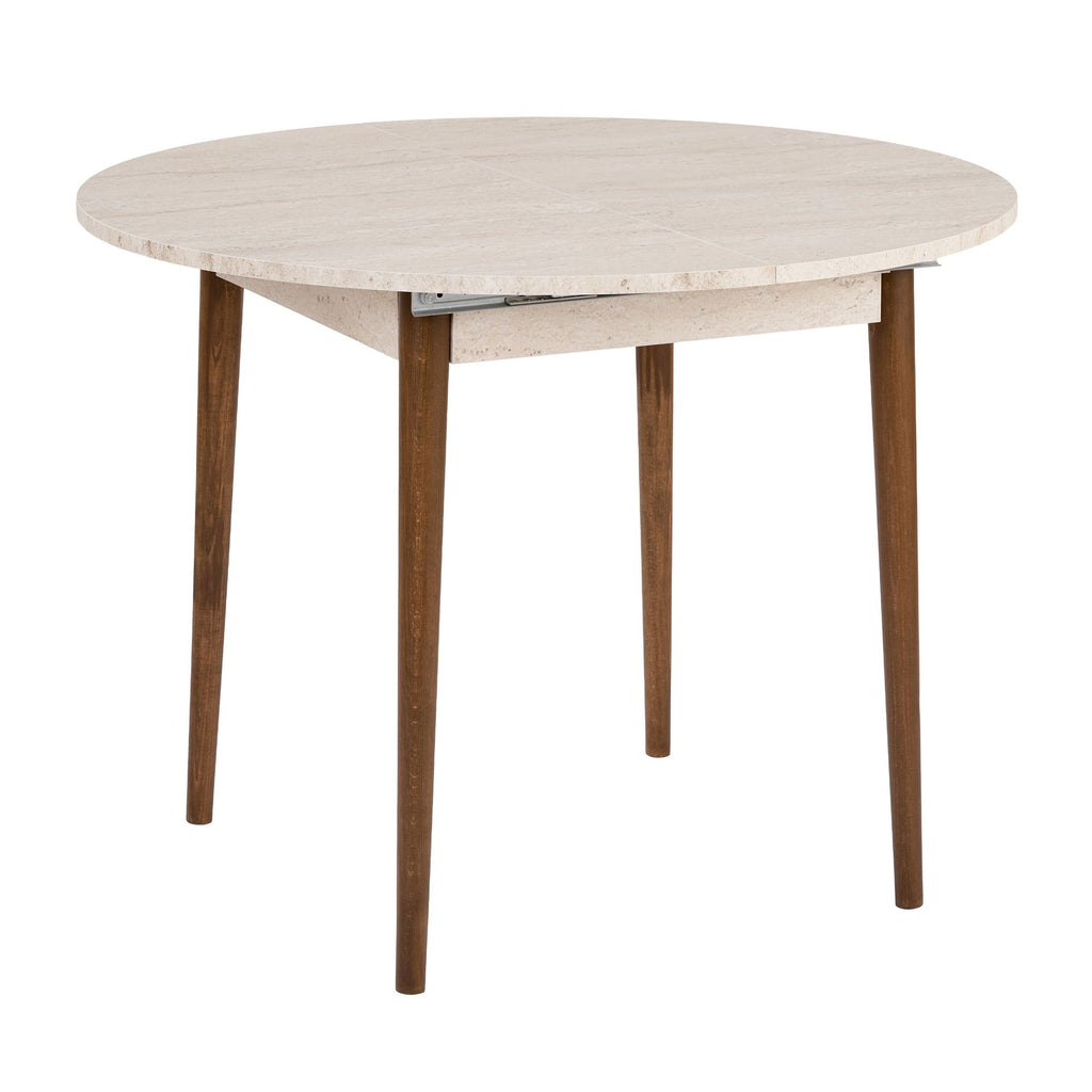 Viona - Extendable Dining Table - Travertine/Barok Walnut