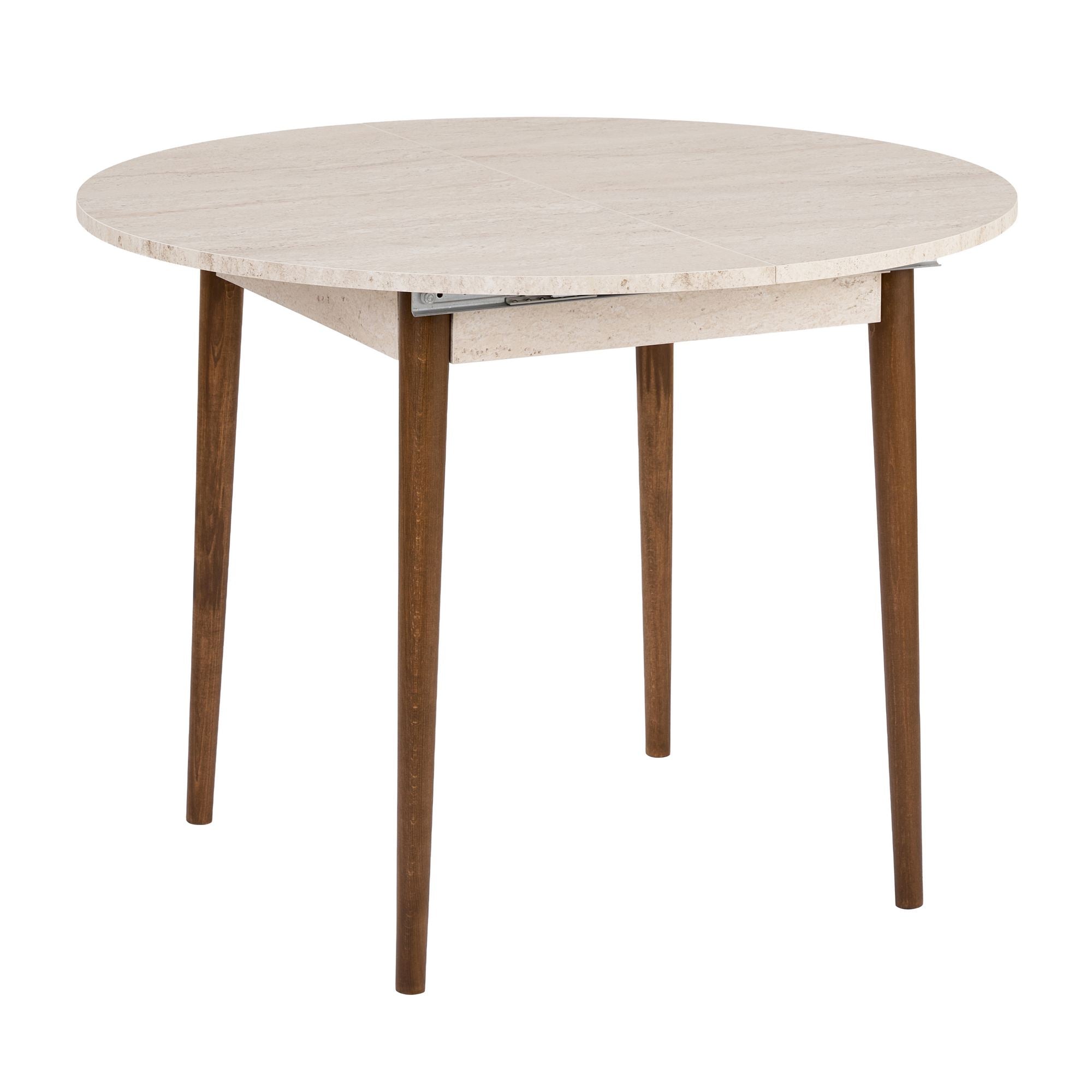 Viona - Extendable Dining Table - Travertine/Barok Walnut