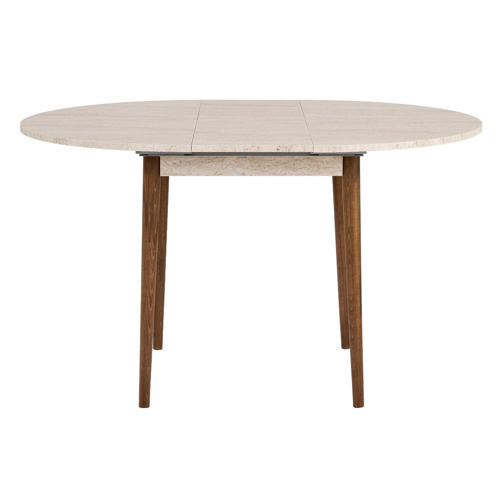 Viona - Extendable Dining Table - Travertine/Barok Walnut
