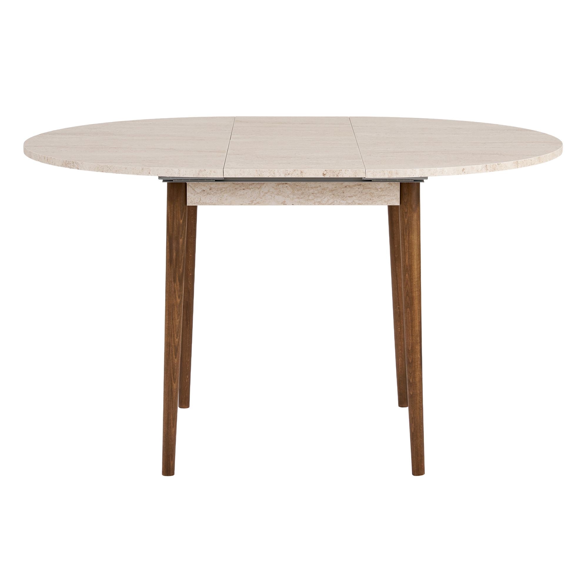 Viona - Extendable Dining Table - Travertine/Barok Walnut