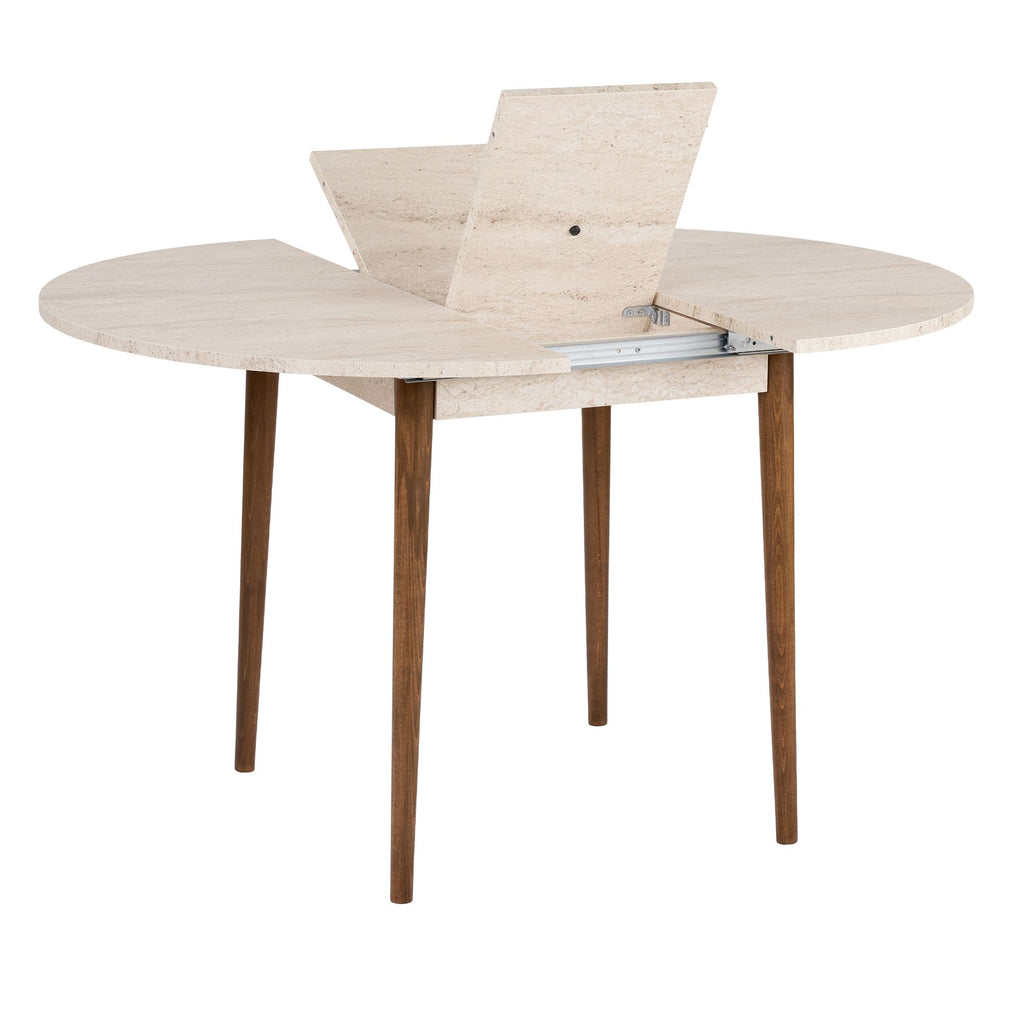 Viona - Extendable Dining Table - Travertine/Barok Walnut