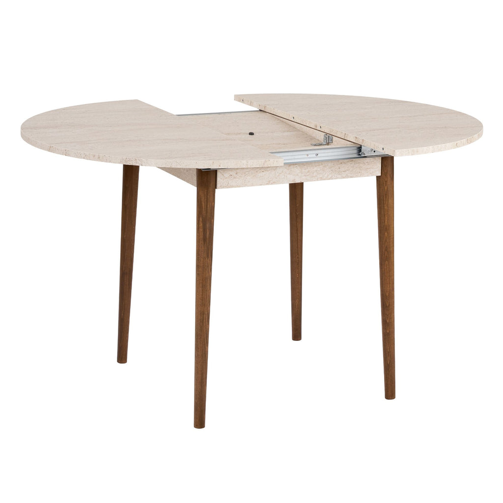 Viona - Extendable Dining Table - Travertine/Barok Walnut