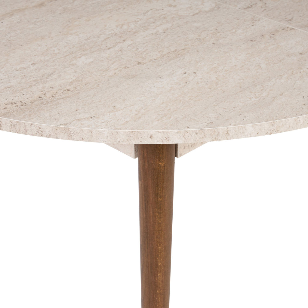 Viona - Extendable Dining Table - Travertine/Barok Walnut