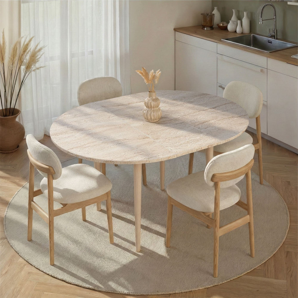 Viona - Extendable Dining Table - Travertine/Oak