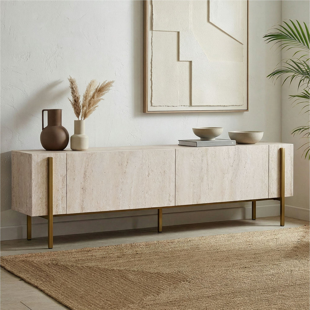 Nexus - Mueble de TV - Travertino/Dorado