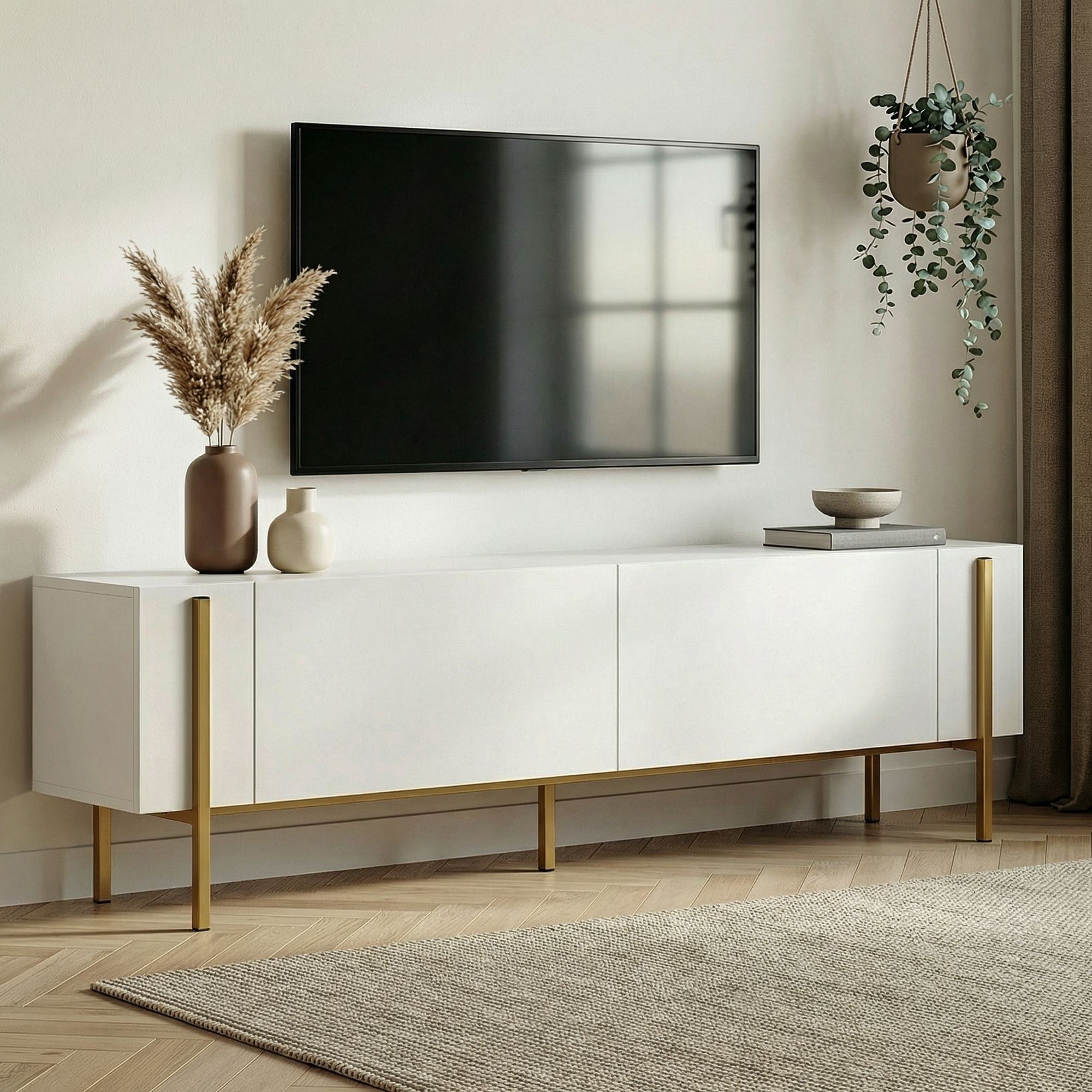 Nexus - TV Stand - White/Gold