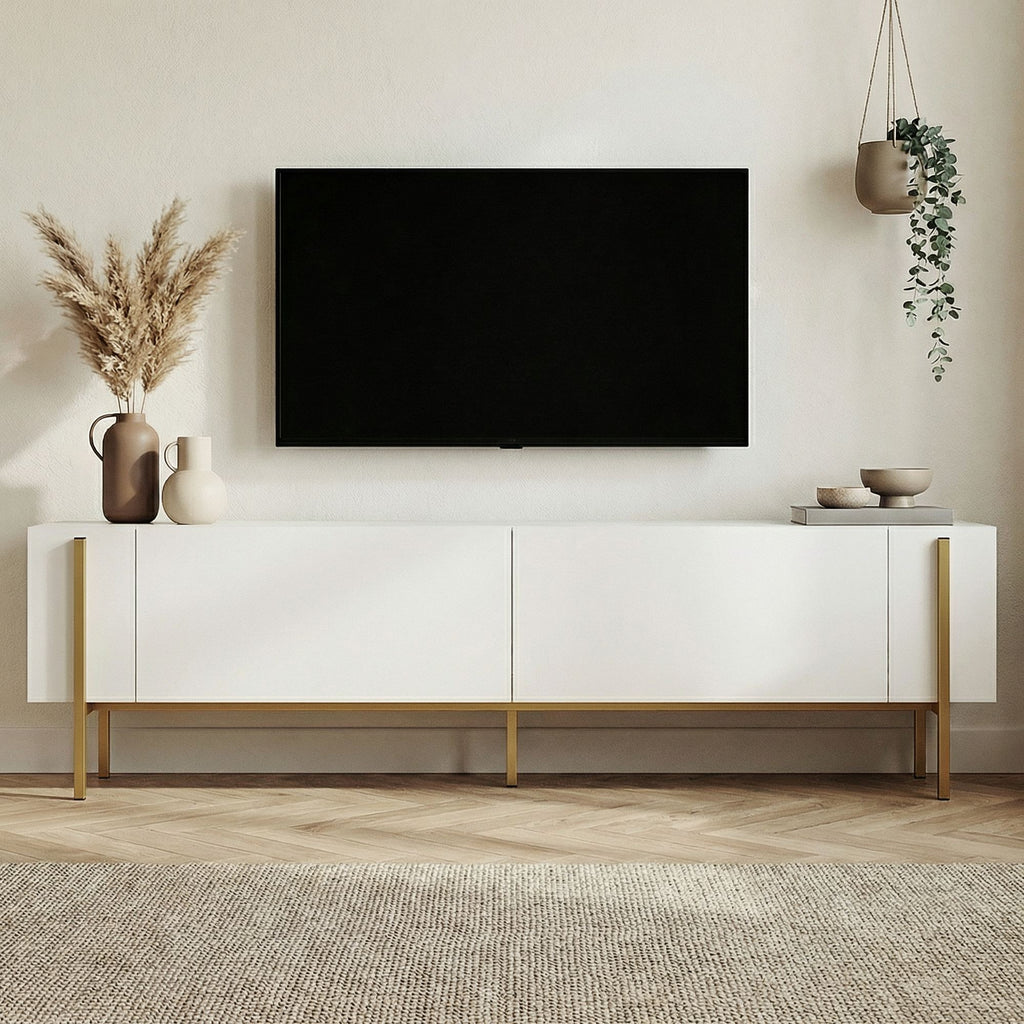 Nexus - TV Stand - White/Gold