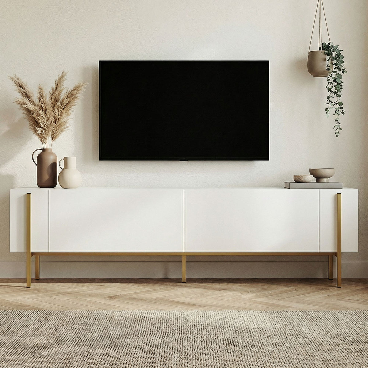 Nexus - TV Stand - White/Gold