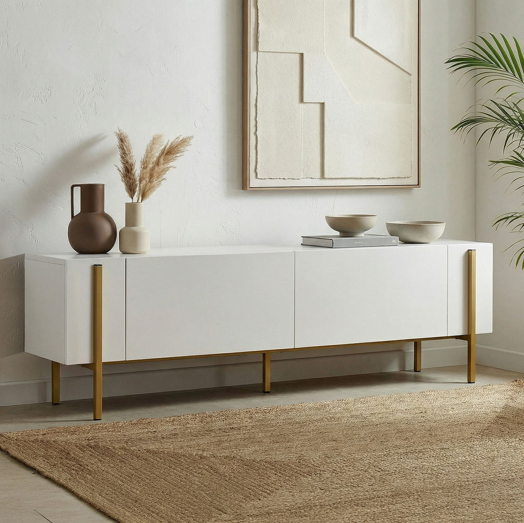 Nexus - TV Stand - White/Gold