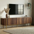 Nexus - TV Stand - Travertine/Barok Walnut/Gold