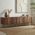 Nexus - TV Stand - Travertine/Barok Walnut/Gold