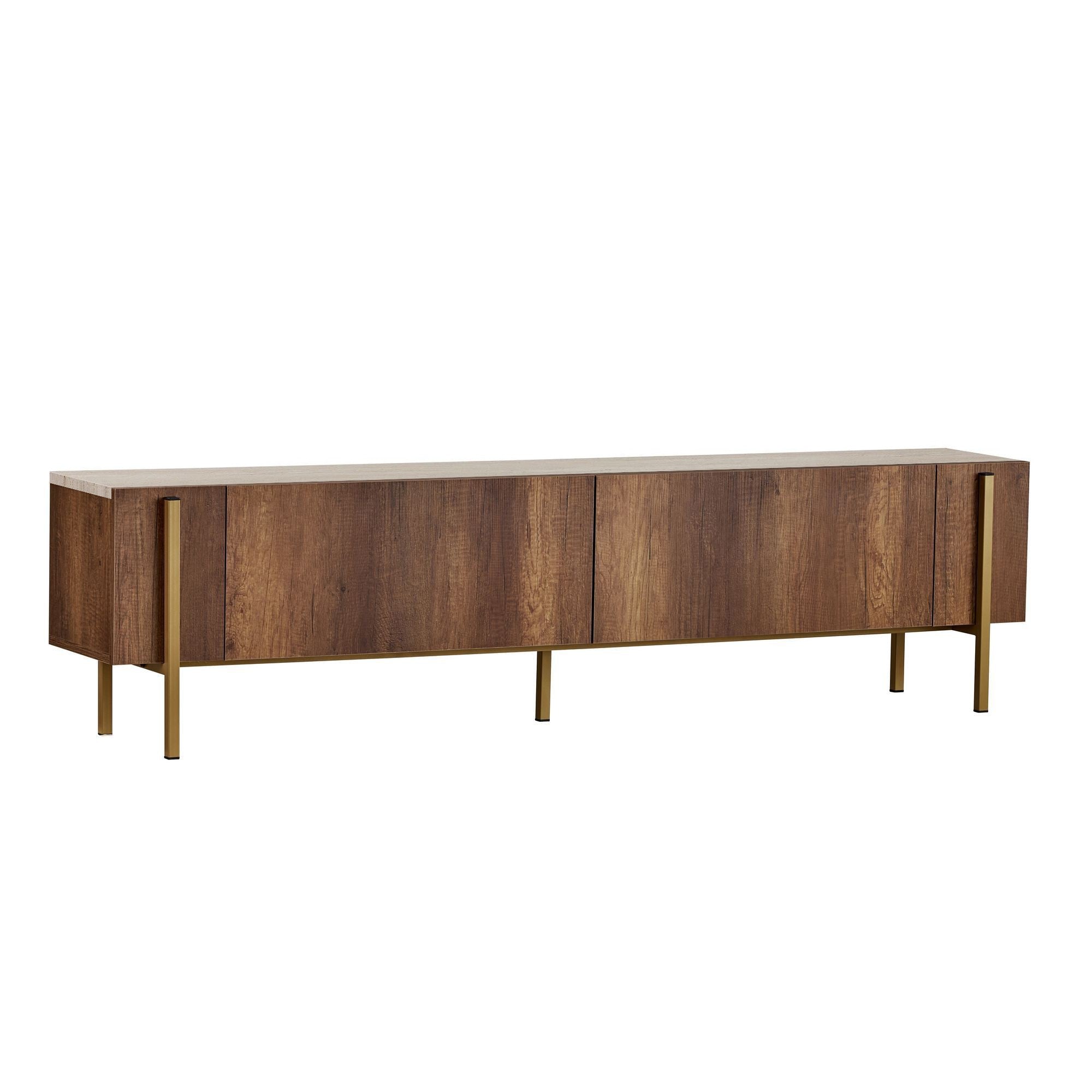 Nexus - TV Stand - Travertine/Barok Walnut/Gold