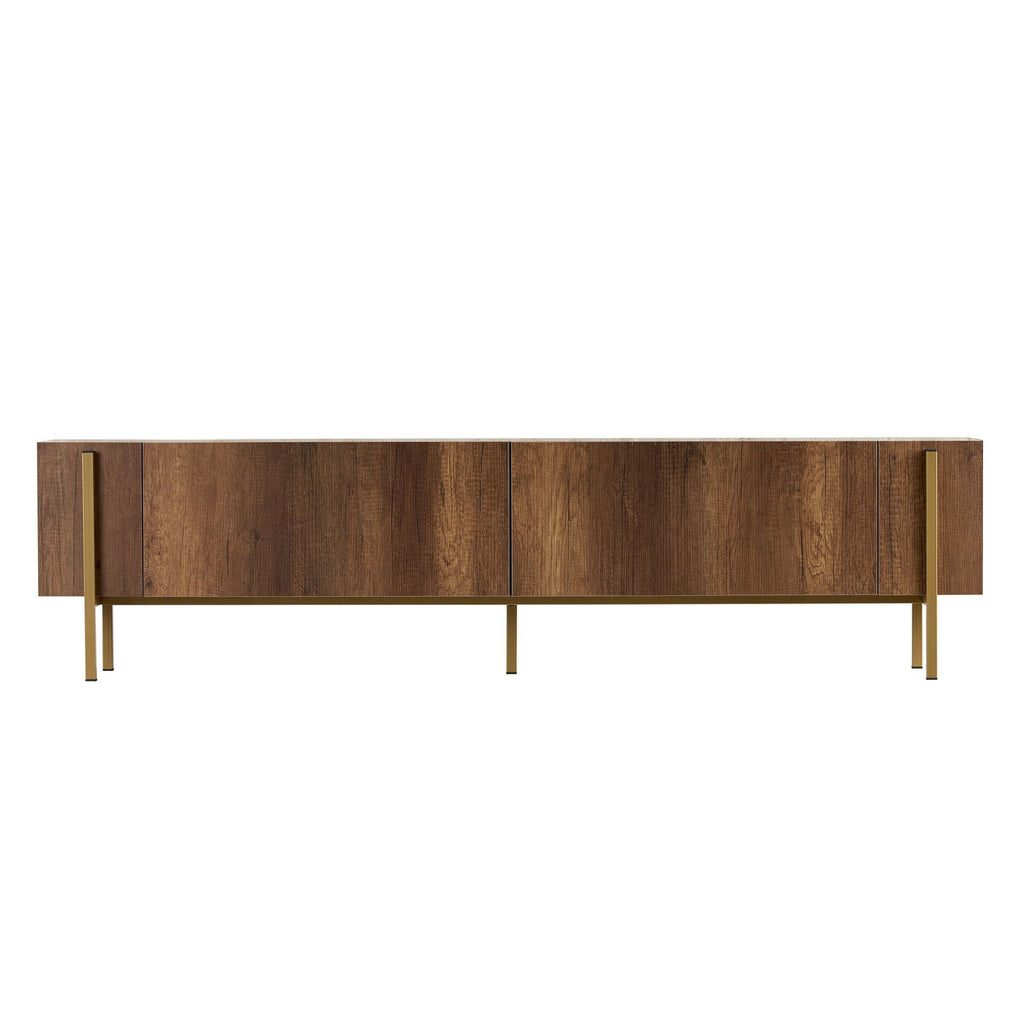 Nexus - TV Stand - Travertine/Barok Walnut/Gold
