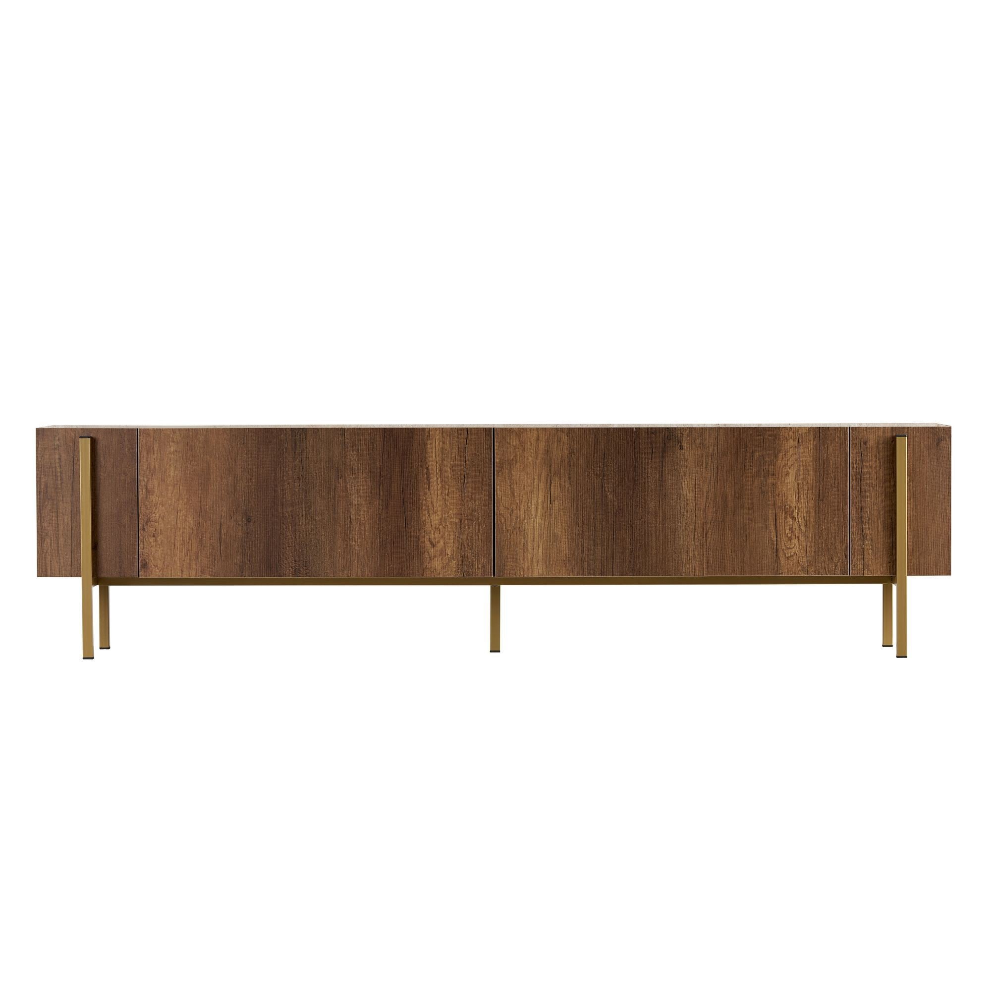 Nexus - TV Stand - Travertine/Barok Walnut/Gold