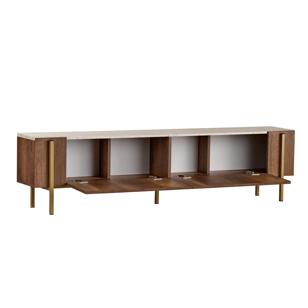 Nexus - TV Stand - Travertine/Barok Walnut/Gold