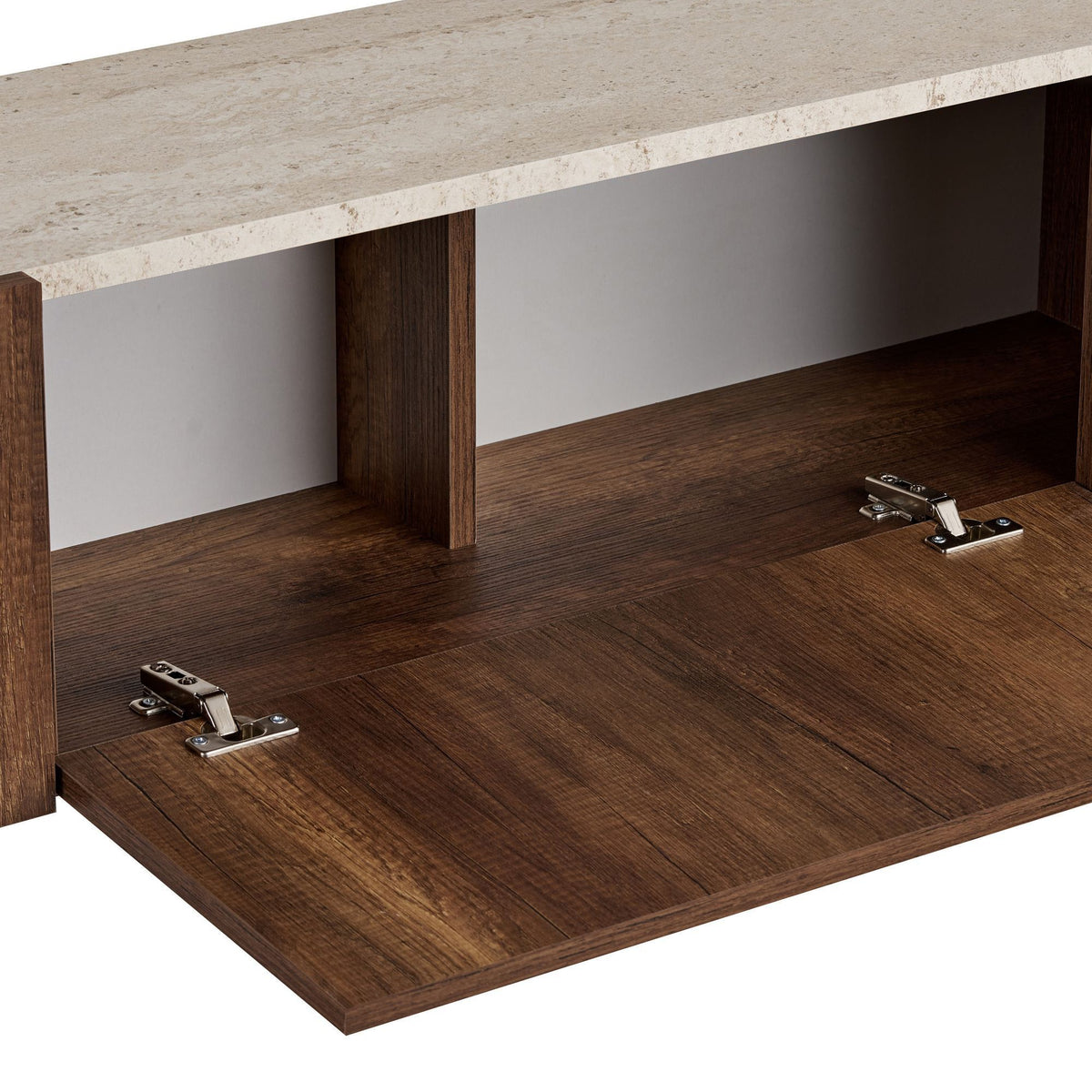 Nexus - TV Stand - Travertine/Barok Walnut/Gold