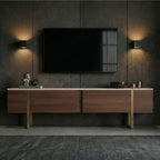 Onera - Meuble TV - Travertine/Milano Walnut/Doré