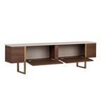 Onera - Meuble TV - Travertine/Milano Walnut/Doré