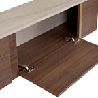 Onera - Meuble TV - Travertine/Milano Walnut/Doré