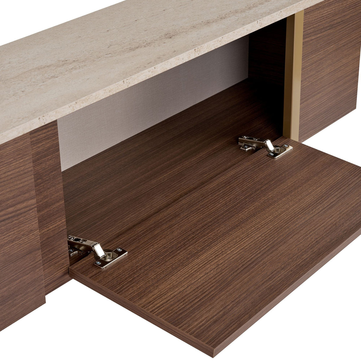 Onera - Meuble TV - Travertine/Milano Walnut/Doré