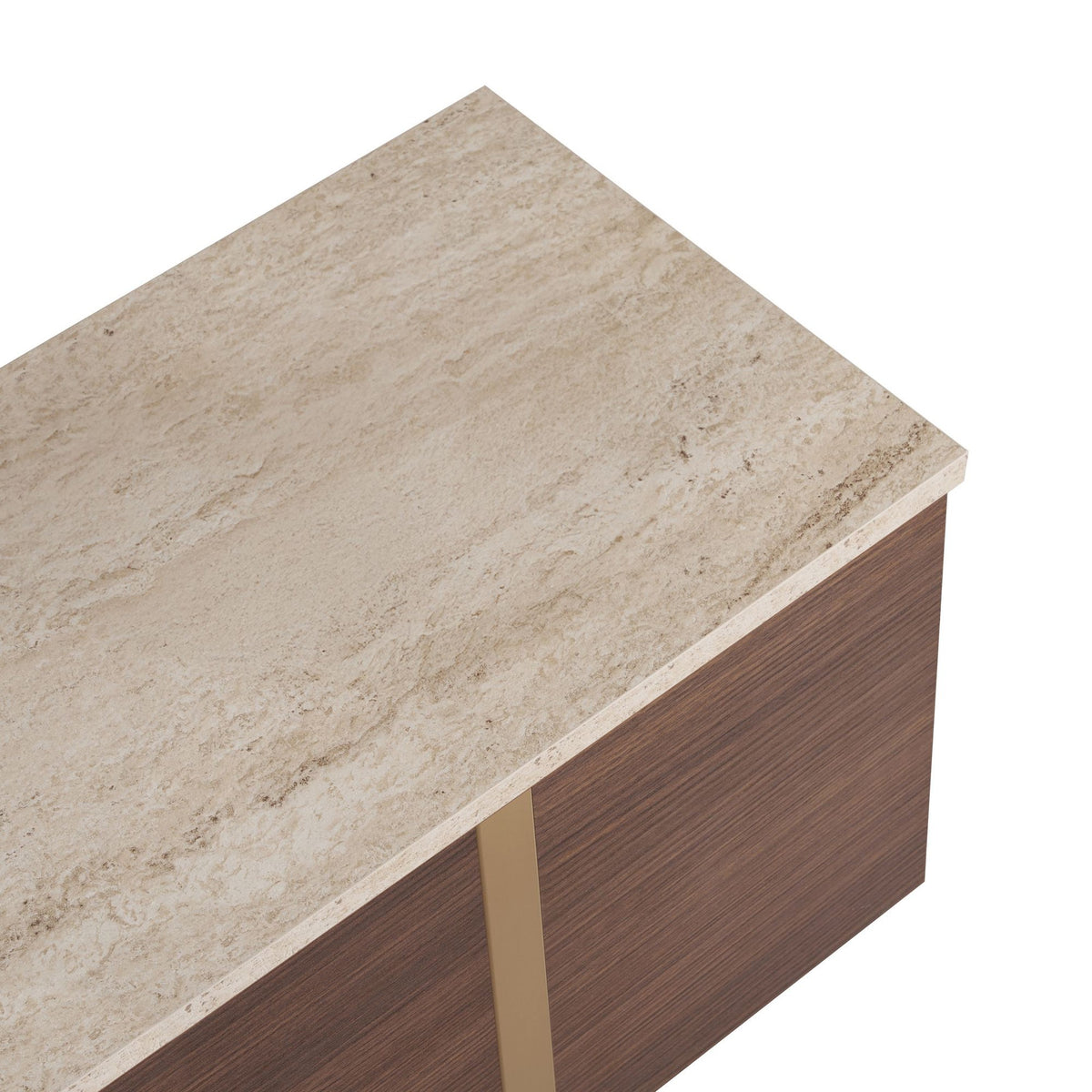 Onera - Meuble TV - Travertine/Milano Walnut/Doré